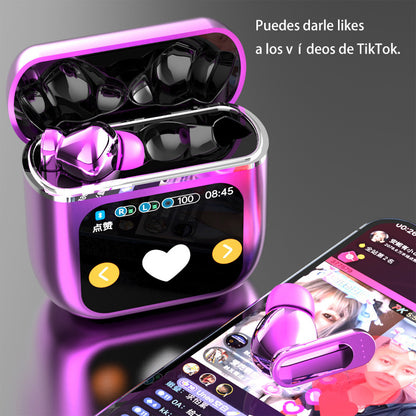 Bluetooth 5.4 LED Full-Color Touch Screen Earbuds Support Multiple Languages